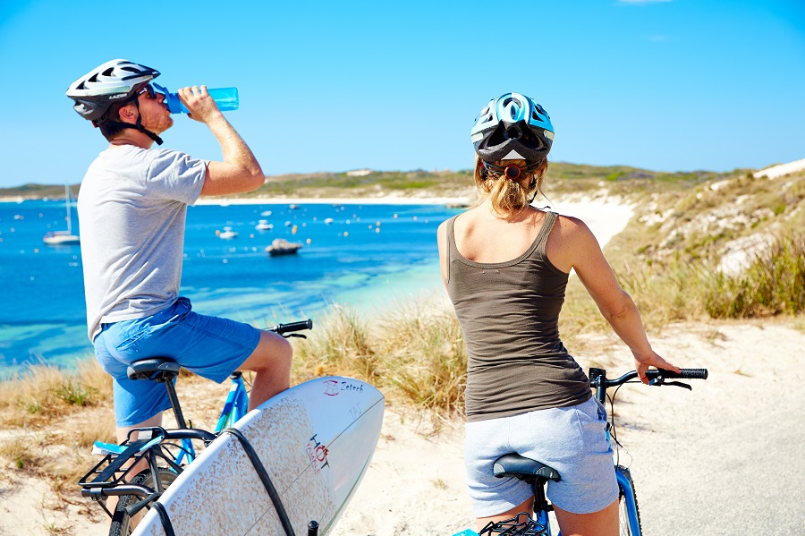 Cycling, Rottnest Island. Please note: Image must be used for Rottnest Island destination only.
